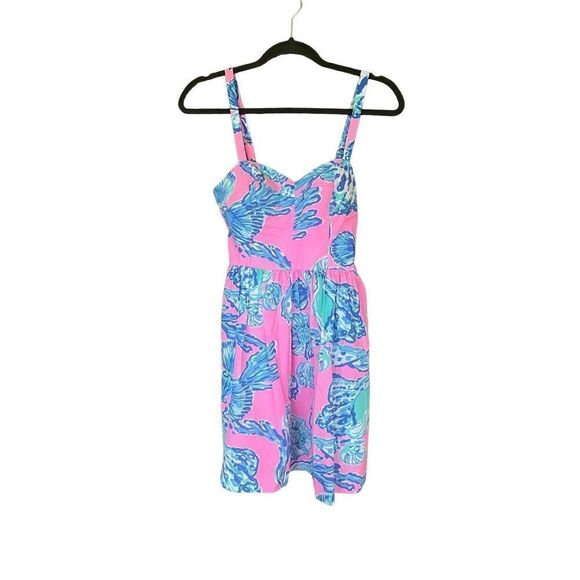 Lilly Pulitzer Womens Multicolor Seashells Ardleigh Fit And Flare Dress Size 00 - Picture 10 of 12